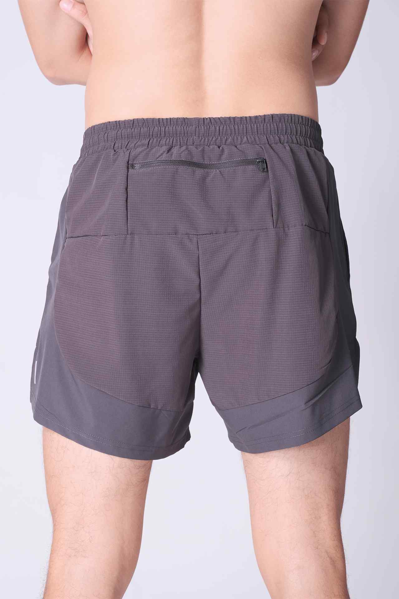 SPE0136 - Lightweight Stretch Ripstop Running Shorts 4.5" - Dark Grey