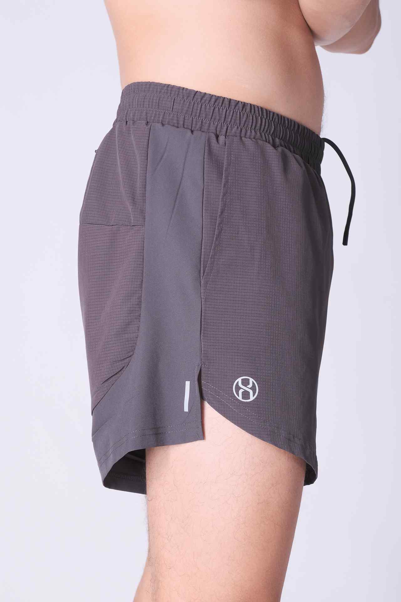 SPE0136 - Lightweight Stretch Ripstop Running Shorts 4.5" - Dark Grey