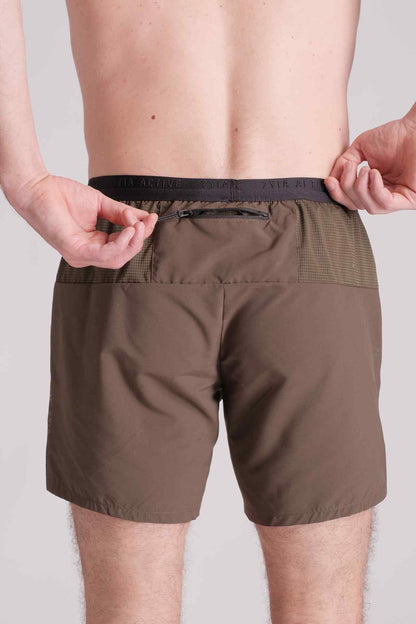 SPE0137 - Water Resistant Back Zip Running Short 6.0" - Army