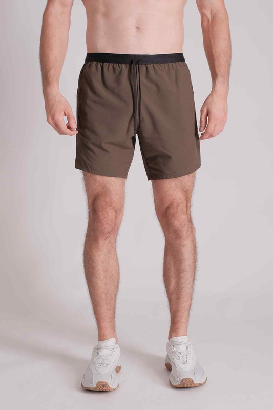 SPE0137 - Water Resistant Back Zip Running Short 6.0" - Army