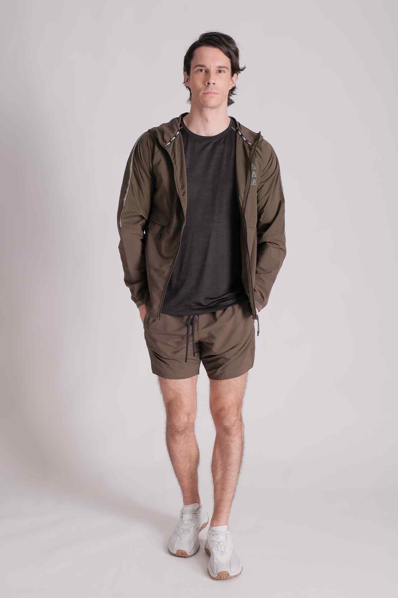 SPE0137 - Water Resistant Back Zip Running Short 6.0" - Army