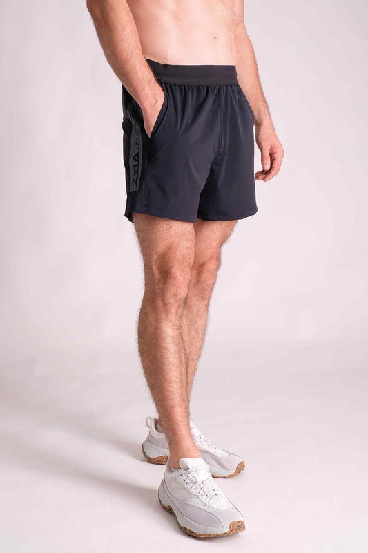 SPE0138 - Side Branding Back Zip Running Short 4.5" - Navy