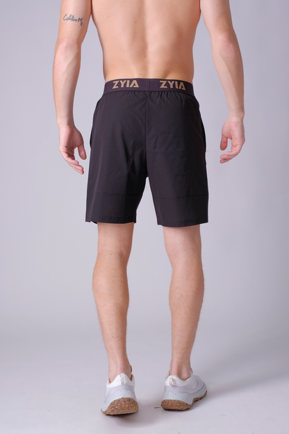 SPE0154 - Breathable Water Resistant Workout Shorts 7" - Black