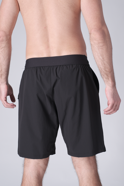 SPE0200 - Lightweight Stretch Nylon Linerless Workout Shorts 9" - Black