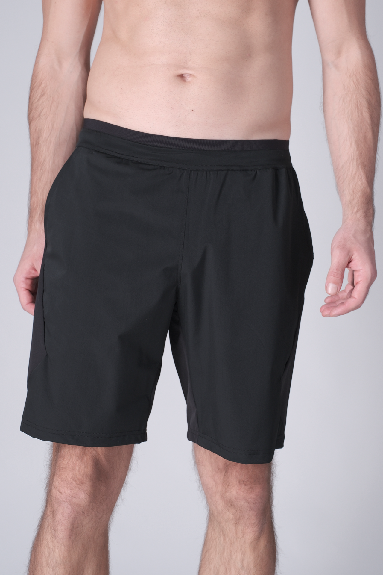 SPE0200 - Lightweight Stretch Nylon Linerless Workout Shorts 9" - Black