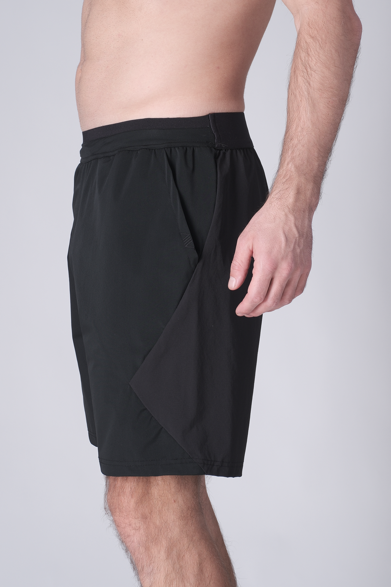 SPE0200 - Lightweight Stretch Nylon Linerless Workout Shorts 9" - Black