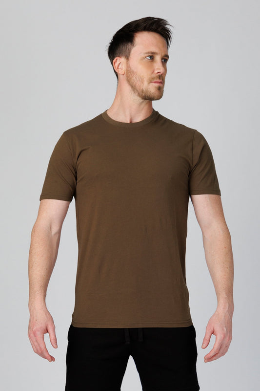 SPJ0001 - Classic Fit Crewneck Straight-Hem Essential Cotton Tee - Army