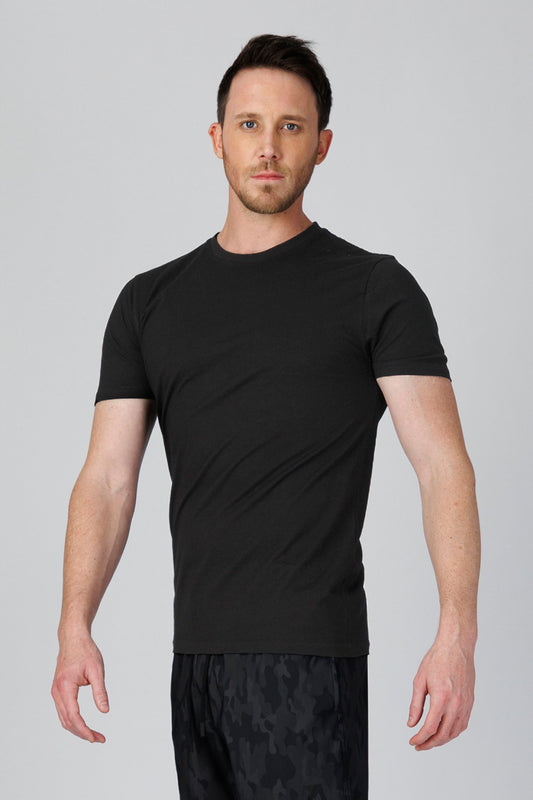 SPJ0001 - Classic Fit Crewneck Straight-Hem Essential Cotton Tee - Black