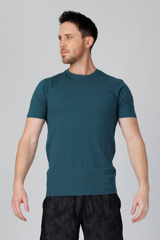 SPJ0001 - Classic Fit Crewneck Straight-Hem Essential Cotton Tee - Teal