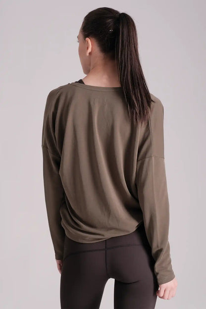 SPWJ0255 - Women's 2 Way Cross Yoga Pullover - Army Green