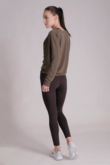 SPWJ0255 - Women's 2 Way Cross Yoga Pullover - Army Green