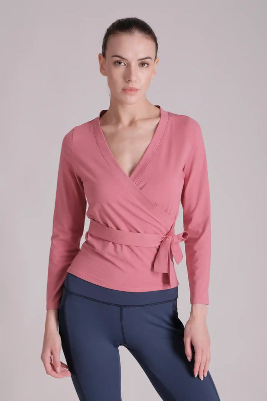 SPWJ0324 - Women's Ballerina Wrap Pullover - Pink