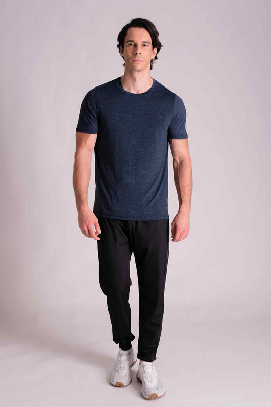 SPJ0334 - Stretch Nylon Jacquard Workout Tee - Navy