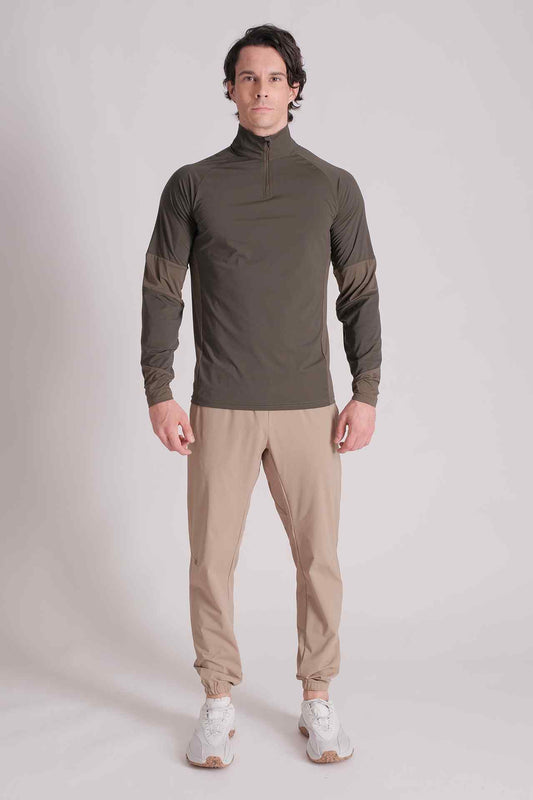 SPR0005 - Stretch Nylon Half Zip Training Top - Army