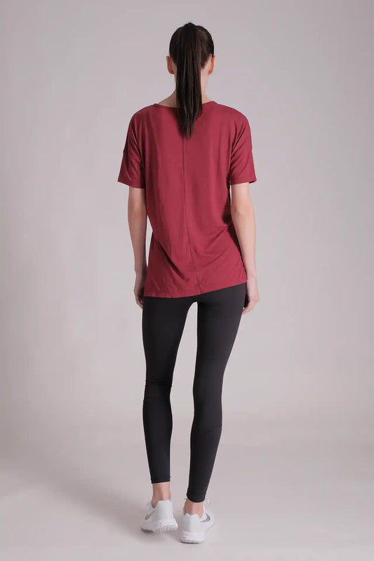 SPWJ0414 - Women's High-Low Training Tee w/ Splits - Wine