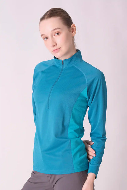 SPWJ0454 - Women's Half Zip Long Sleeve Shirt - Teal