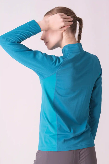 SPWJ0454 - Women's Half Zip Long Sleeve Shirt - Teal