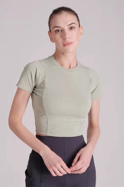 SPWJ21005 - Women's Curve Seam Cropped Training Tee - Mint