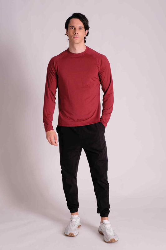 SPJ22023 - Breathable Mesh Under-Arm Long Sleeve Active Tee - Red