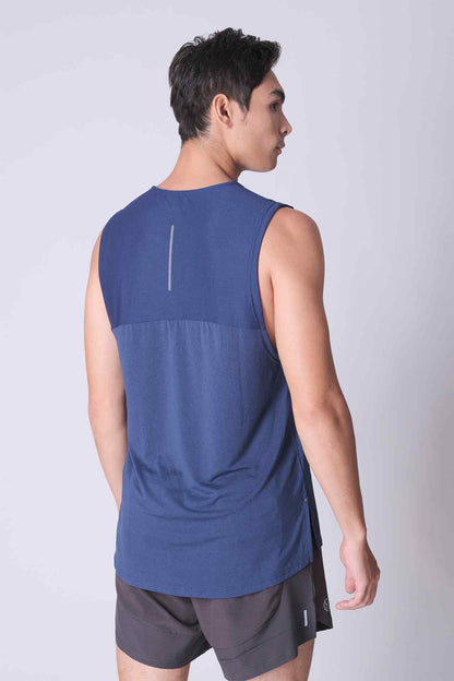 SPK0059 - Quick-Dry Reflective Shoulder Tape Running Tank - Navy