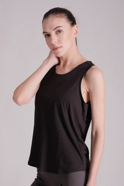 SPWK0148 - Women's Cut-out Back Tank Top - Black