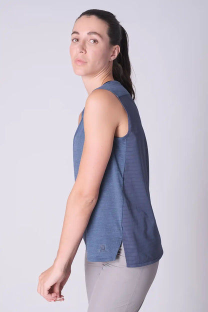 SPWK0170 - Women's Side Splits Tank Top - Heather Navy