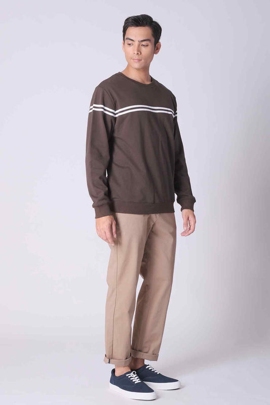 SPM0097 - Finest Cotton Matching Stripe French Terry Sweatshirt - Army