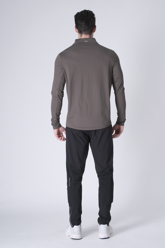 SPR0002 - Ultra Soft Stretch Nylon Mock Neck Workout Half Zip Top - Army