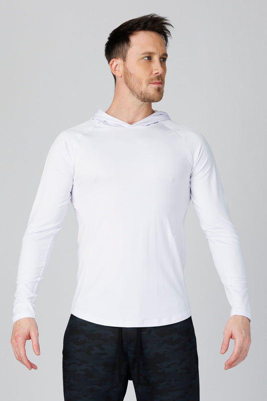 SPN22024 - Quick-Dry 4-Way Stretch Jersey Long Sleeve Training Hooded Tee - White