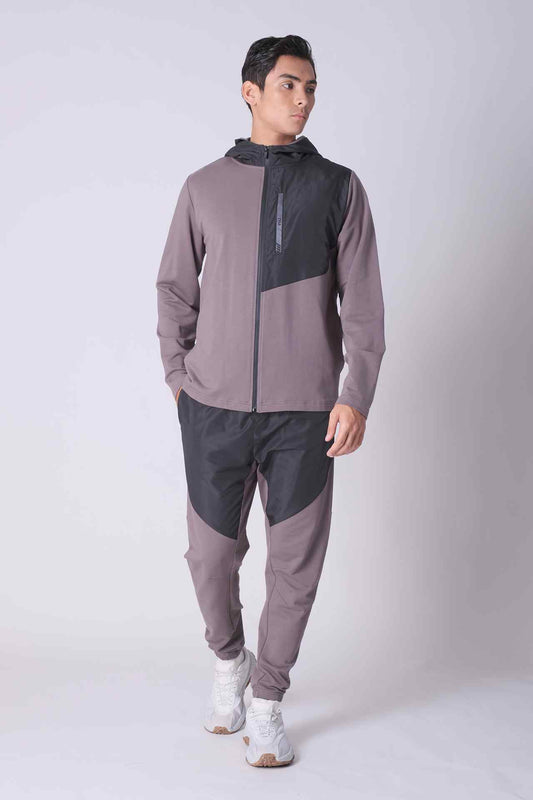 SPO0115 - Functional Stretch French Terry Zip-up Hooded Active Jacket - Mid Grey