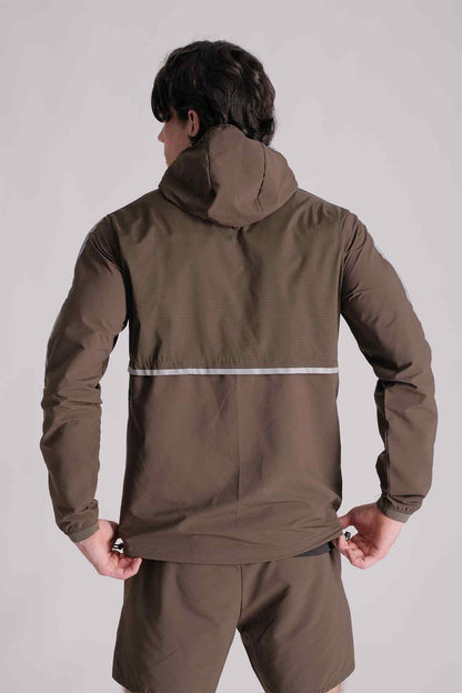 SPO0117 - Lightweight Stretch Ripstop Hooded Windbreaker Running Jacket  - Army