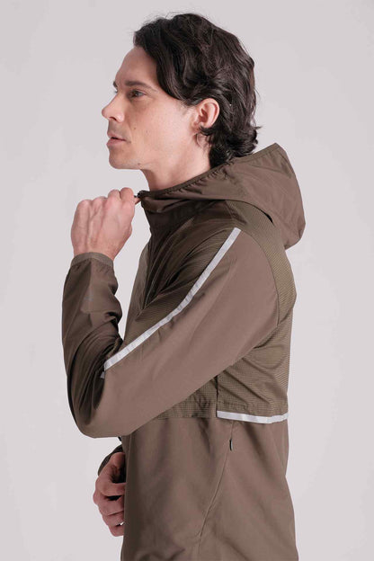 SPO0117 - Lightweight Stretch Ripstop Hooded Windbreaker Running Jacket  - Army