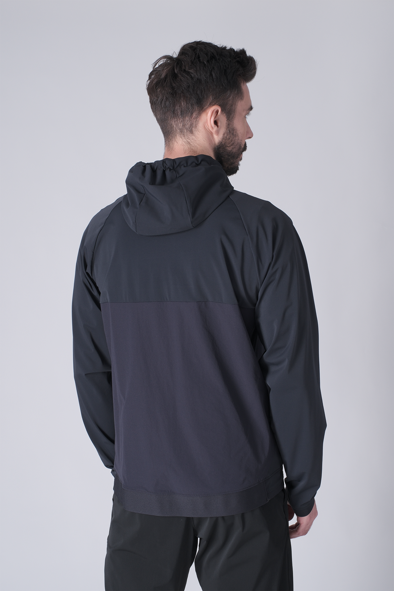 SPO0163 - Lightweight Stretch Nylon Workout Hooded Jacket - Navy