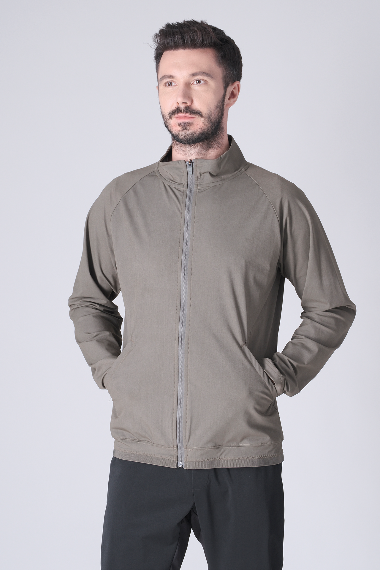 SPO0164 - Lightweight Stretch Nylon Workout Mock Neck Jacket - Army