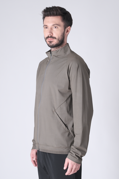 SPO0164 - Lightweight Stretch Nylon Workout Mock Neck Jacket - Army