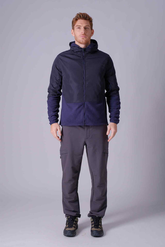 SPO22015 - Sustainable Hybrid Micro Fleece Full Zip Water Resistant Insulated Jacket - Navy