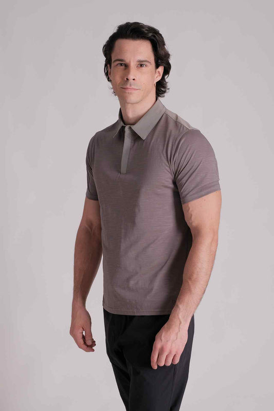 SPP0027 - Essential Mercerised Slub Cotton Polo Shirt - Dark Grey