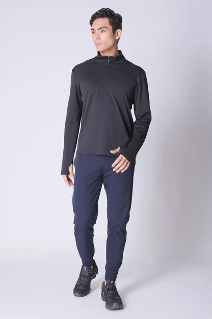 SPR0007 - Sweat-Wicking Half Zip Running Top - Black