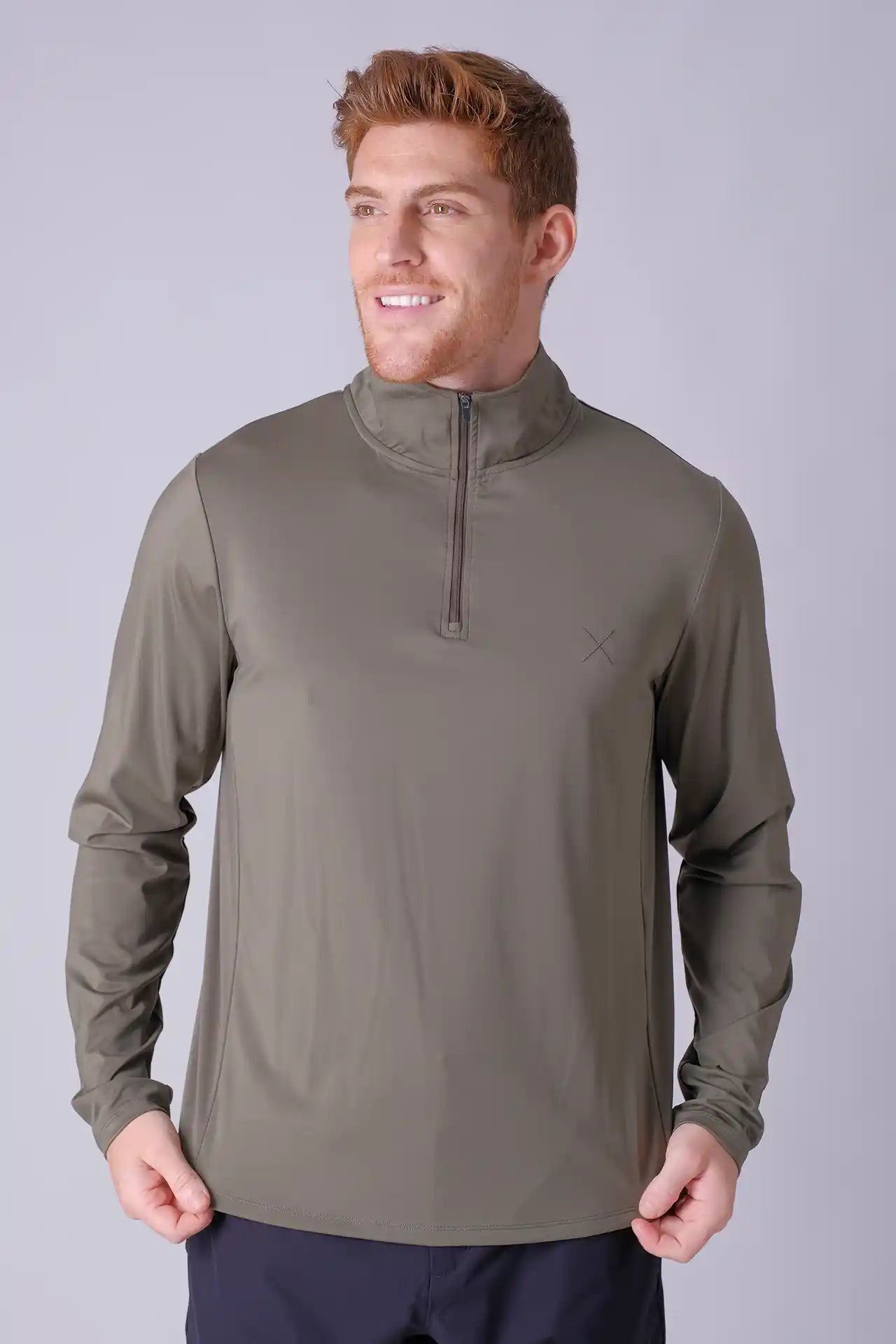 SPR0011 - Lightweight Ultra Soft Stretch Nylon Interlock Tech Golf Half Zip - Army