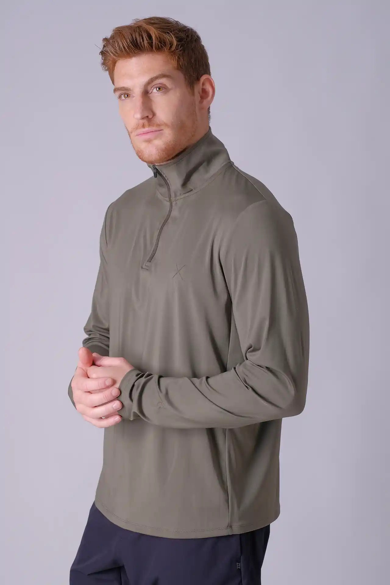 SPR0011 - Lightweight Ultra Soft Stretch Nylon Interlock Tech Golf Half Zip - Army