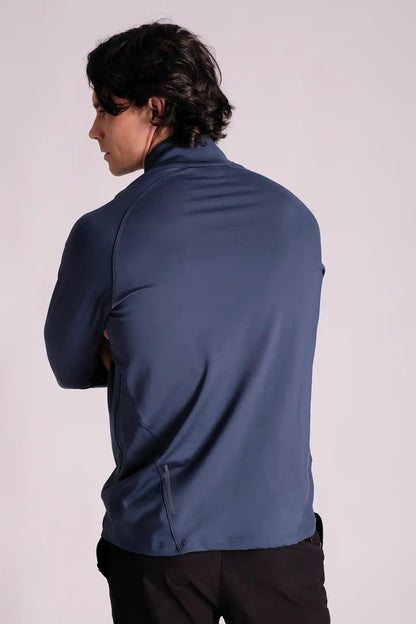 SPR0016 - Insulated 4-Way Stretch Interlock Funnel Neck Performance Half Zip - Navy