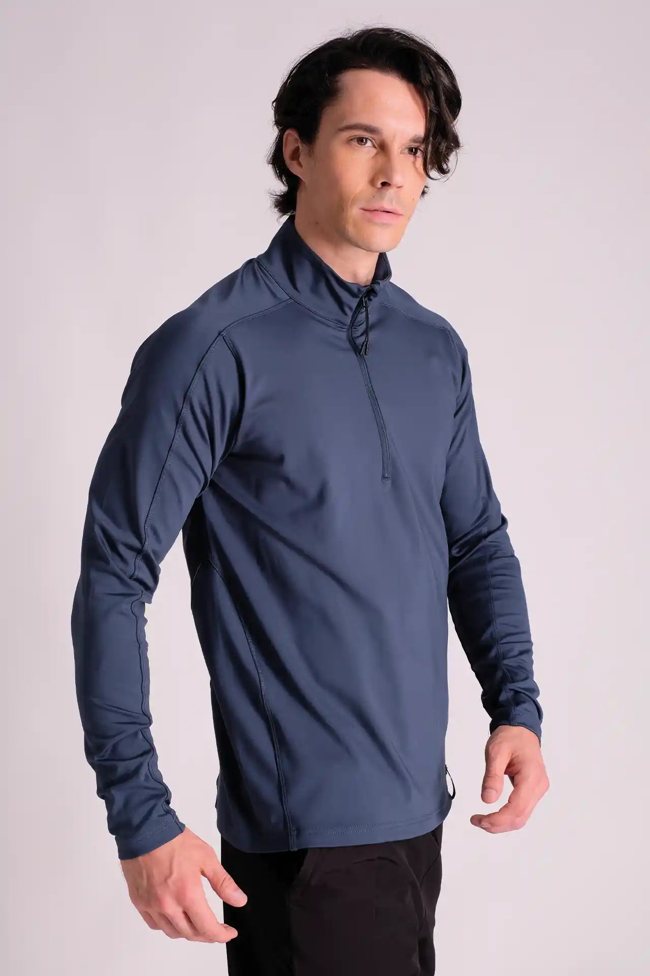 SPR0016 - Insulated 4-Way Stretch Interlock Funnel Neck Performance Half Zip - Navy