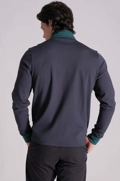 SPR0020 - Stretch Thermal Fleece Color Blocking Half-zip Golf Pullover - Navy