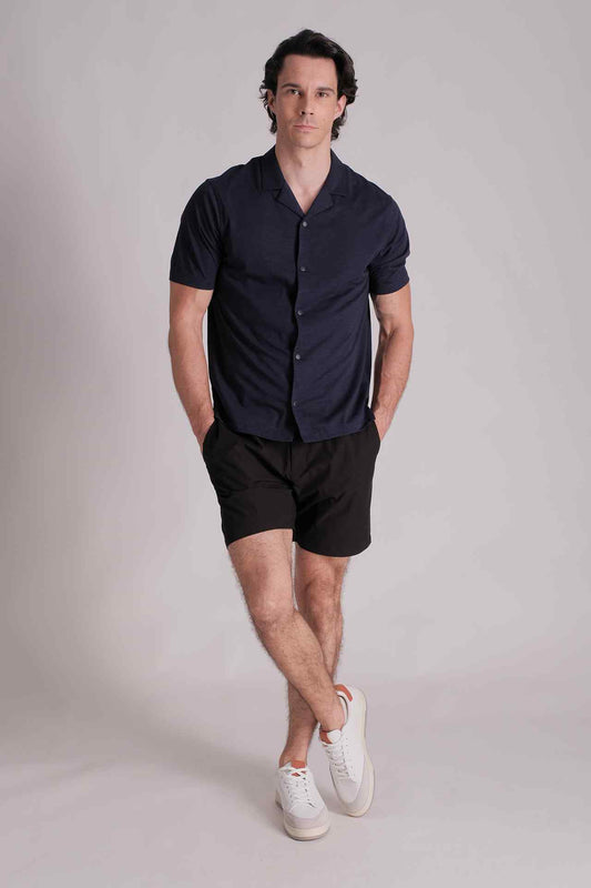 SPW0010 - Essential Mercerised Slub Cotton Button Down Shirt - Navy