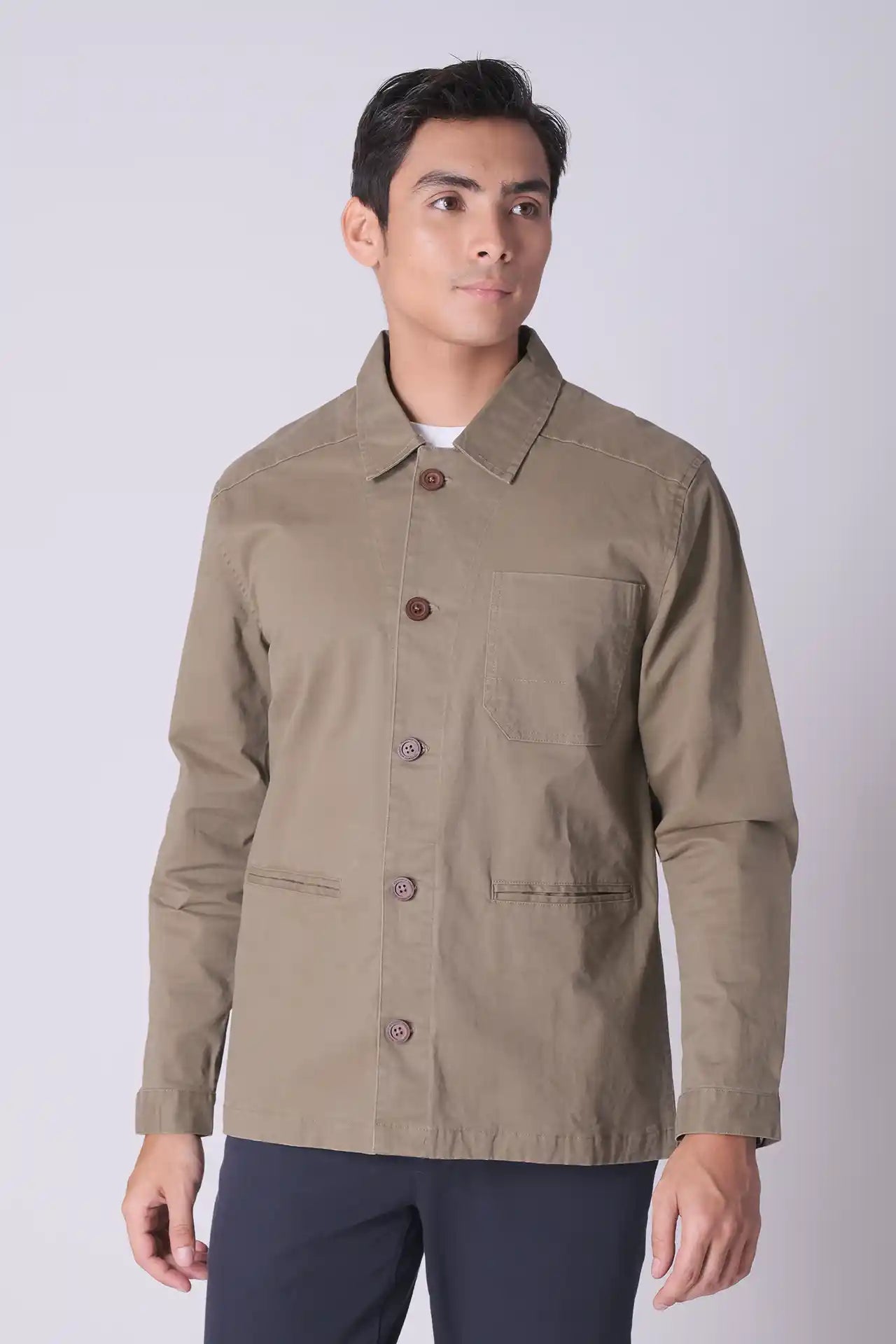 SPW0016 - Durable Stretch Cotton Twill Traveller Worker Shirt Jacket - Brown