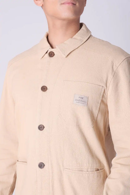 SPW0016 - Durable Stretch Cotton Twill Traveller Worker Shirt Jacket - Khaki