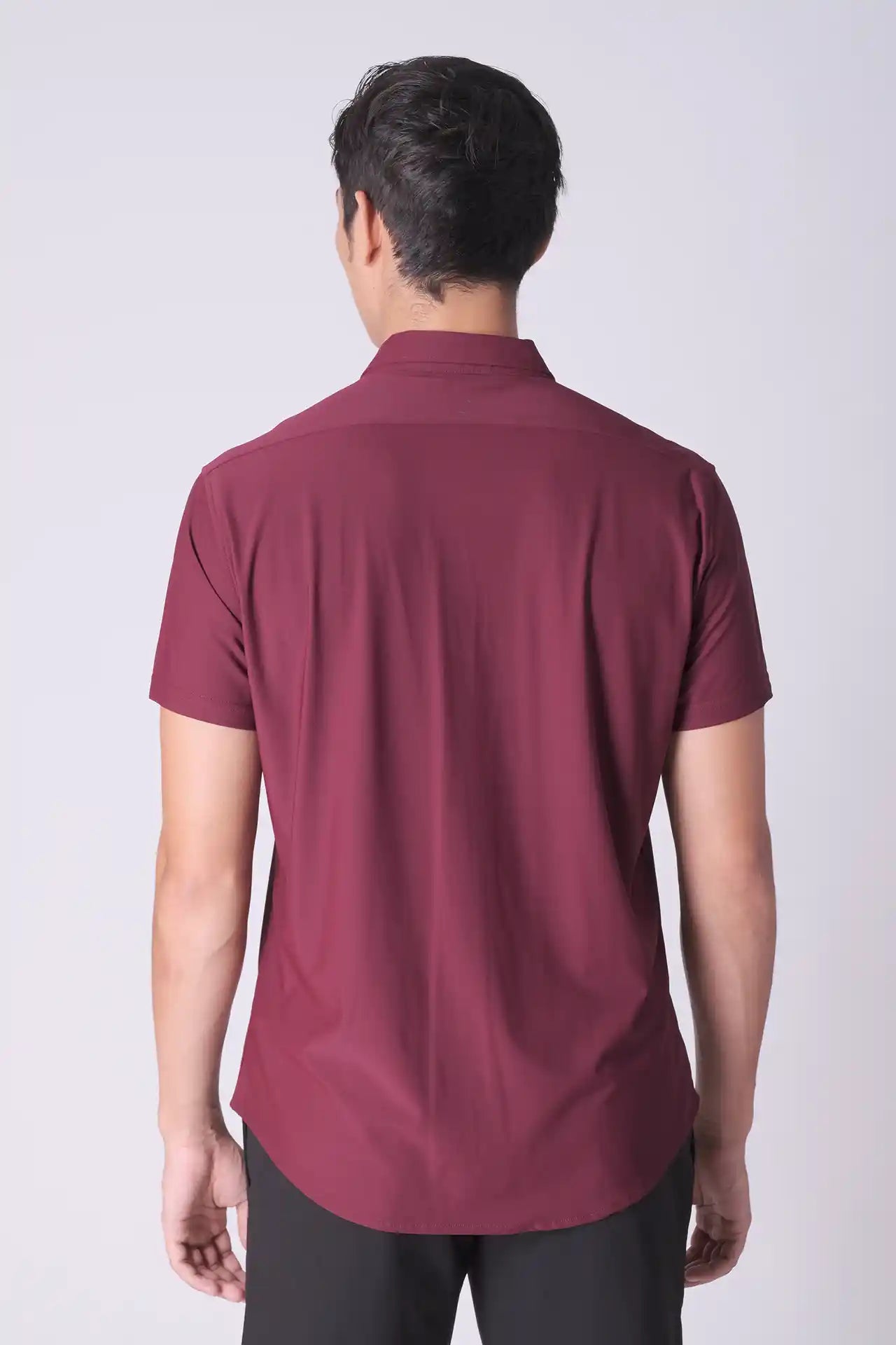 SPW0025 - Performance Stretch Pique Short Sleeve Button Down Shirt - Burgundy